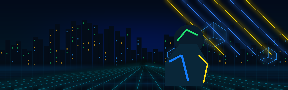 Banner do jogo Neon Dodge, em estilo futurista com cores neon